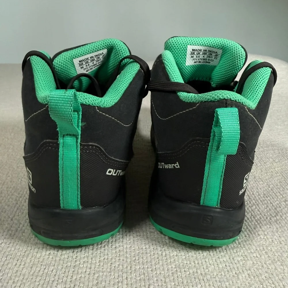 Salomon Outward CSWP Hiking‎ Boots 4 Grey Green Waterproof Kids 412848